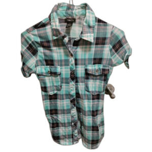 Western style Rue 21 button down collard plaid shirt junior small fall